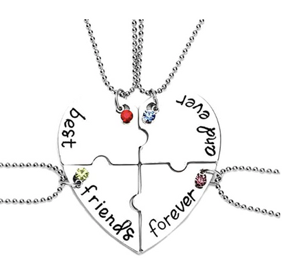 Collar Corazon Mejores Amigas 4 Piezas