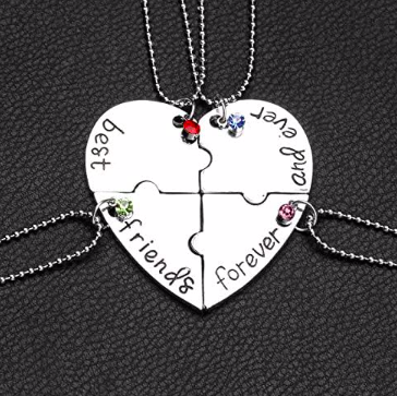 Collar Corazon Mejores Amigas 4 Piezas