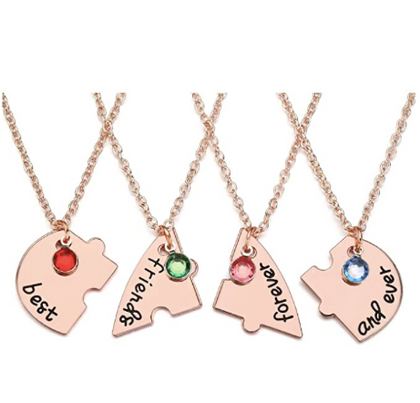 Collar Corazon Mejores Amigas 4 Piezas Dorado