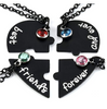Collar Corazon Mejores Amigos 4 Piezas Negro
