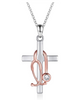 Collar Medico Rosa Y Plata Cruz Etetoscopio Medicina