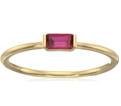 Anillo Rubi Cuadrado Dama Rosa