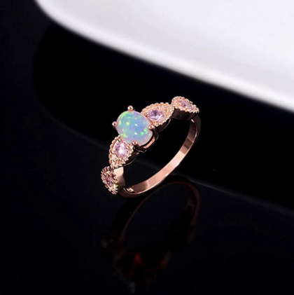 Anillo Opalo Oro Rosa CiNily