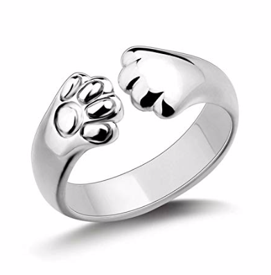 Anillo Plateado Huellita Abrazo