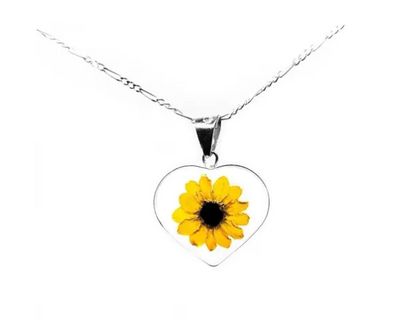 Collar de Girasol Corazon Encapsulado