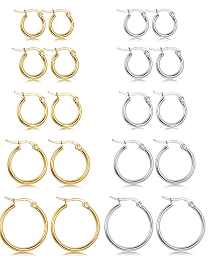 Set De Arracadas Acero Inoxidable