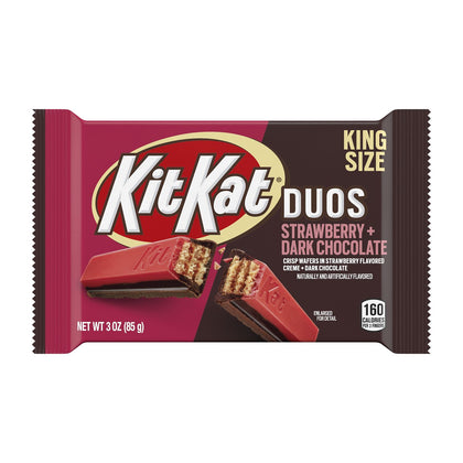 KIT KAT®, DUOS Strawberry Flavored Creme and Dark Chocolate King Size Wafer Candy, Barra de 3oz