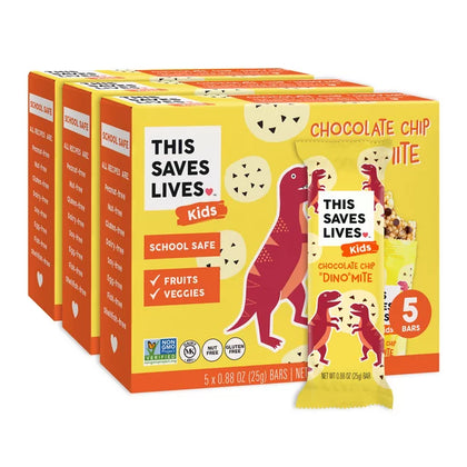This Saves Lives Kids' Snack Bars, Chocolate Chip Dino Mite, Cont. 15, 0.88oz Granola Bars