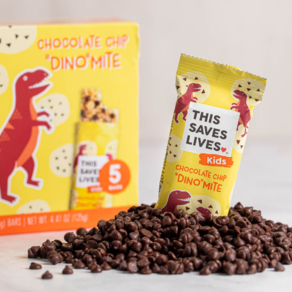 This Saves Lives Kids' Snack Bars, Chocolate Chip Dino Mite, Cont. 15, 0.88oz Granola Bars