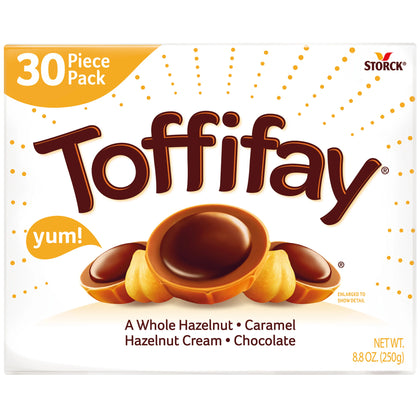 Toffifay Hazelnut Chocolate Caramel Candy Box, 30 Piezas