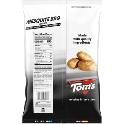 Tom's Ridges Potato Chips, Mesquite BBQ, Bolsa de 5.5 oz