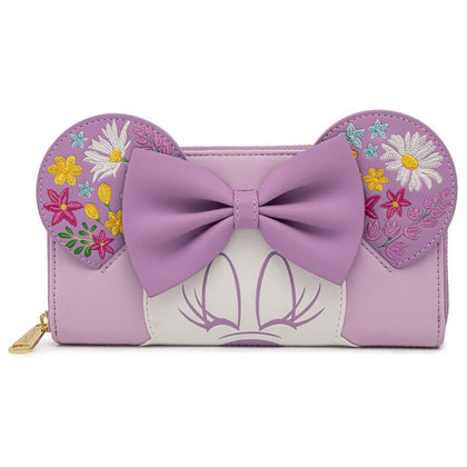 Minnie Mouse Cartera Morada Flores