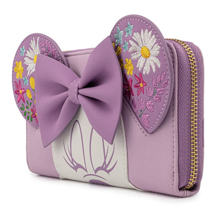 Minnie Mouse Cartera Morada Flores