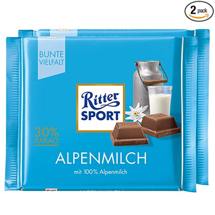 Ritter Sport Alpine – Barras de chocolate de Alemania , 2 barras de 3.53oz