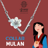 Collar Mulan Flor Sakura Blanca Plata .925 Princesa Disney