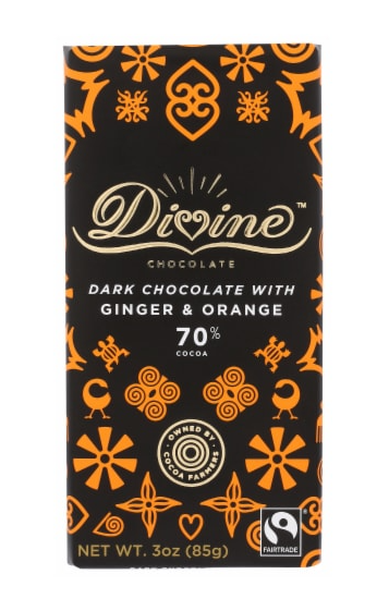 Divine 70% Cocoa Dark Chocolate with Ginger & Orange Bar