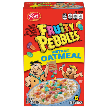 New Post Fruity PEBBLES Instant Oatmeal for Kids, 8.4oz, Cont. 6