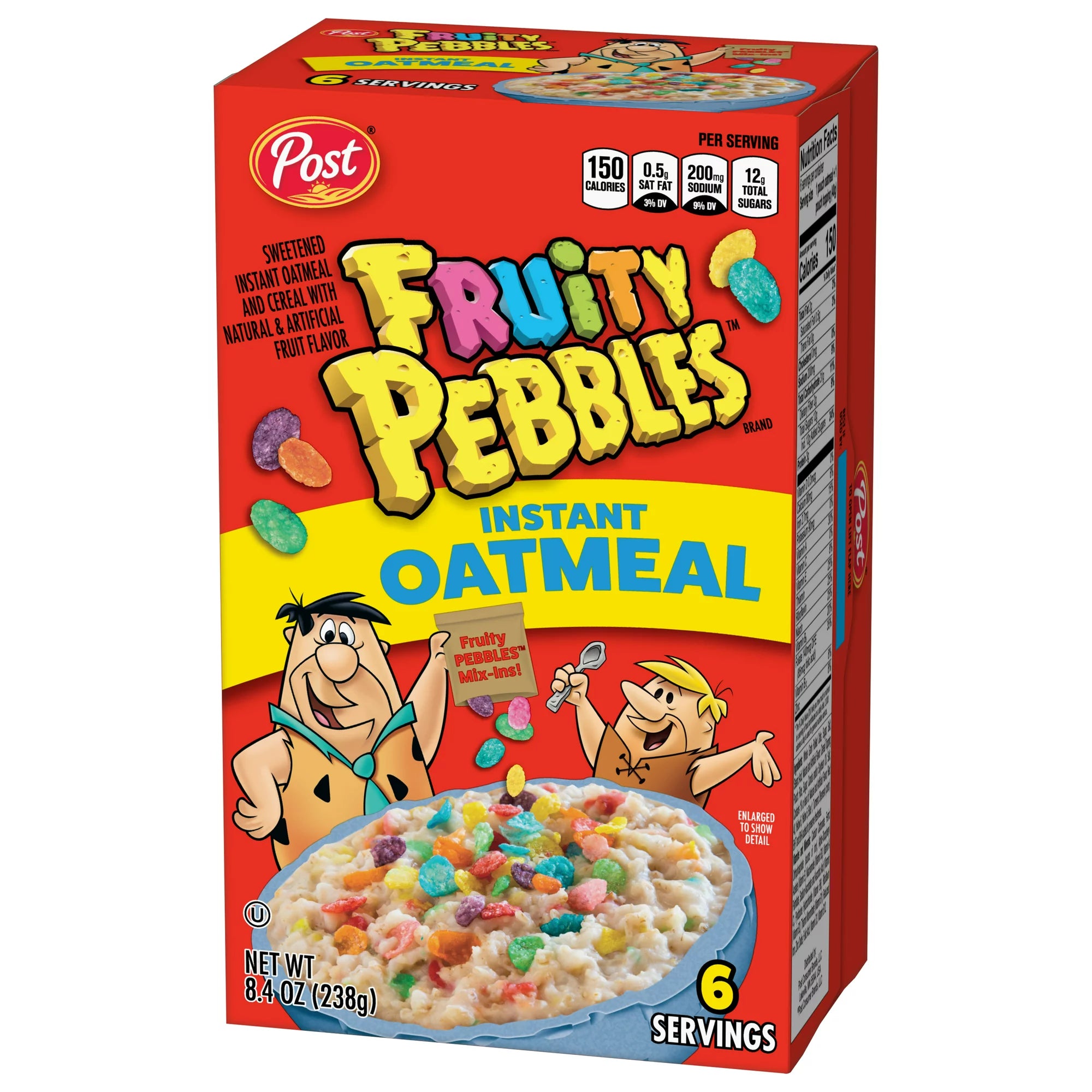 New Post Fruity PEBBLES Instant Oatmeal for Kids, 8.4oz, Cont. 6