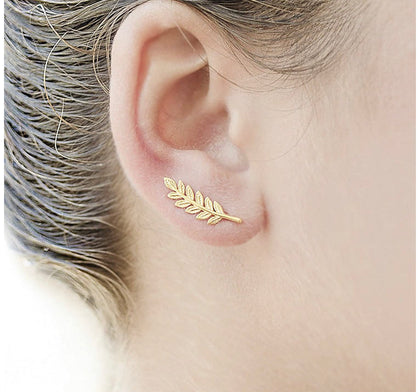 Set De Aretes Plumas Doradas