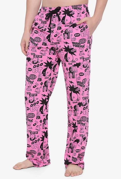 BT21 Pijama Pantalon BTS Personajes Rosa Y Negro