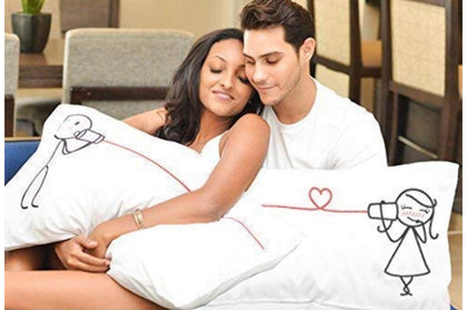 Set De Fundas Para Pareja Hilo Rojo Almohada