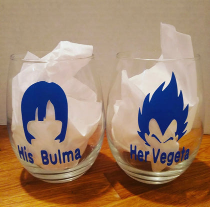 Dragon Ball Set de Vasos Cristal Bulma y Vegeta