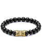 Set Brazalete Piedra Onyx Dorado Negro Caballero