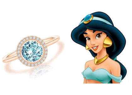 Aladdin Anillo Princesa Jasmine Aqua Dorado