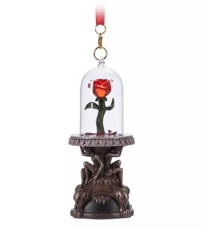 La Bella Y La Bestia Ornamento Navidad Arbolito Rosa Encantada