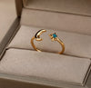 Anillo Luna Y Estrella Brilla Obscuridad