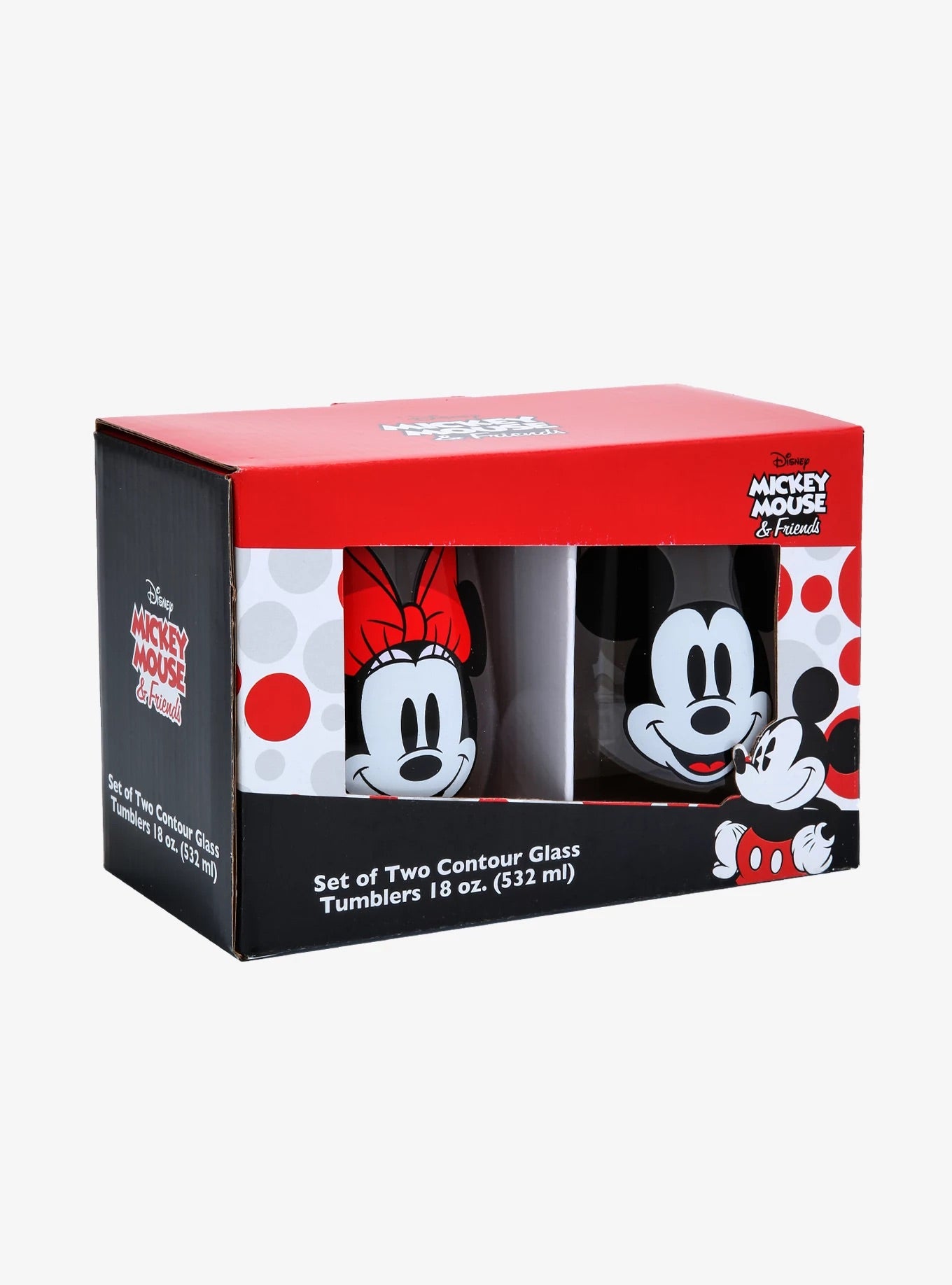 Mickey Mouse Y Minnie Mouse Set De Vasos Vidrio