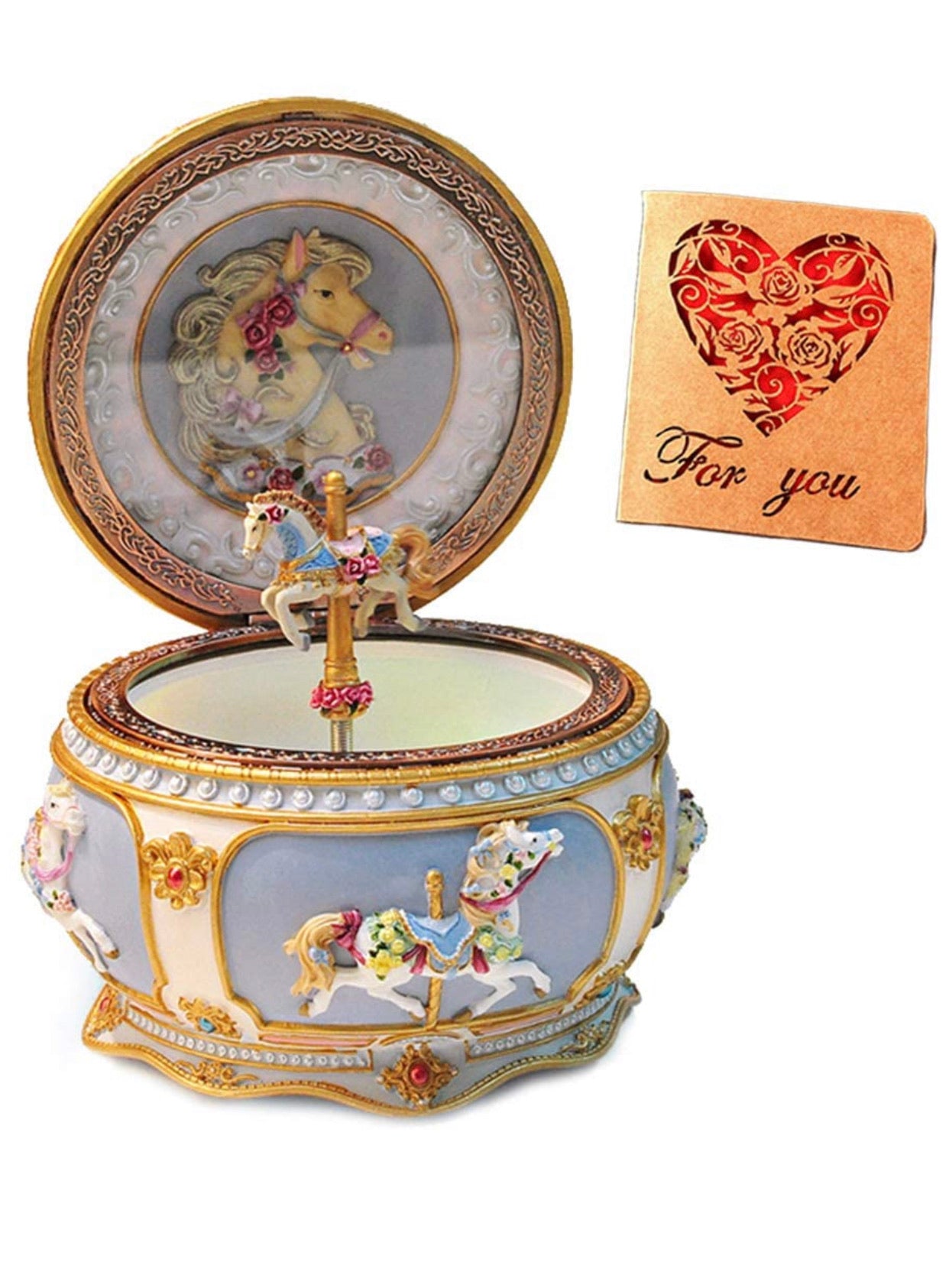 Caja Musical Vintage Caballito Joyero Carrusel Accesorios Mexicali