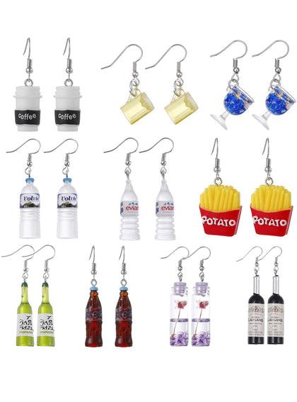 Set De Aretes Botella Bebida Comida