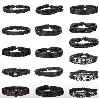 Pulseras De Cuero Set 16 Piezas Brazaletes