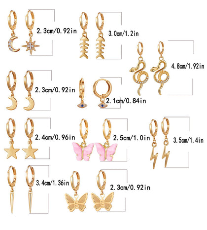 Set De Aretes Hoops 10 Piezas