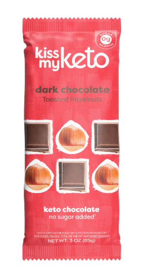 Kiss My Keto Toasted Hazelnuts Dark Chocolate Bark