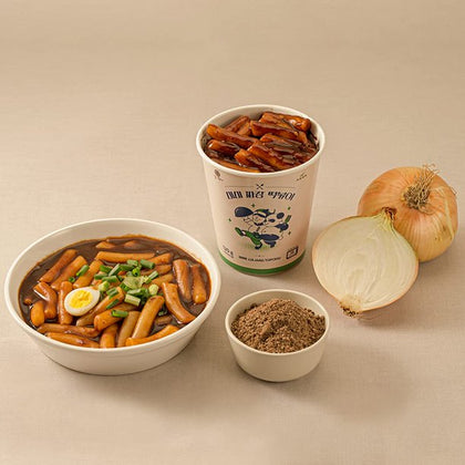 MIMI Jjajang Tteokbokki Sweet & Savory Korean Flavor Rice Cake Instant with Black Bean Sauce