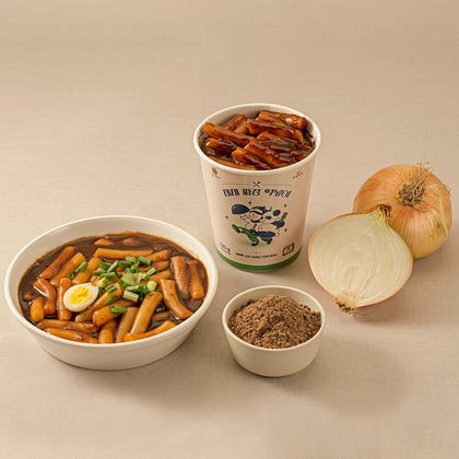 MIMI Jjajang Tteokbokki Sweet & Savory Korean Flavor Rice Cake Instant with Black Bean Sauce