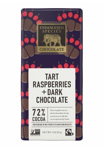 Endangered Species 72% Chocolate & Raspberries Chocolate Bar