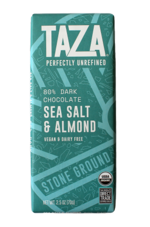 Taza Chocolate Organic Sea Salt & Almond Organic Stone Ground Dark Chocolate Bar